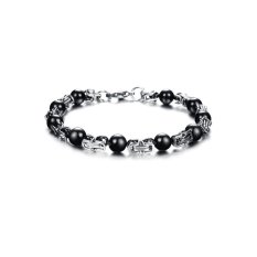 VR_Tech Magnetic Beads Stainless Steel Bracelet (Black) - intl