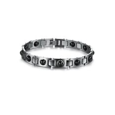 VR_Tech Energi Magnetik Titanium Steel Gelang Pria (Hitam)-Intl