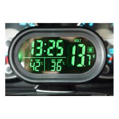 VST 4 in 1 Extreme LCD Display Jam Alarm Voltase Suhu Dalam dan Luar untuk Mobil LED Hijau