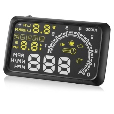 W02 5.5 � X9D Mobil HUD Kepala Up Display Proyektor LCD UniversalOBDIIEOBDInterface 12 V Fuel Icon HUD dengan Lebih dari -Alarm Kecepatan CarStyling-Intl