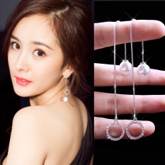 Wanita Elegan Mutiara Kecil Lingkaran Bulat Anting
