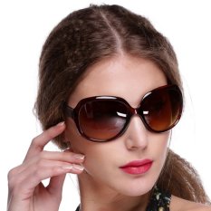 Wanita Gaya Retro Vintage Warna Fashion Terlalu Gede Lensa Kacamata Hitam Desainer Mengemudi Luar Ruangan Kacamata Menggunakan Coklat
