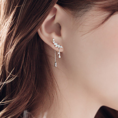 Wanita Sederhana Elegan Anting Tusuk Model Depan Belakang Anting Sterling Silver Anting