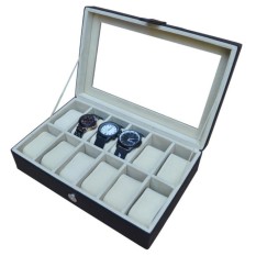Watch Box / Tempat Jam / Kotak Jam Tangan Isi 12 - Hitam-Cream