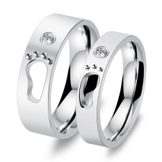 Pernikahan Cincin Bang untuk Cincin Pertunangan Berpasangan Jejak Baja Tahan Karat Desain Cinta Primise Ring-Intl