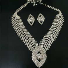 Pernikahan Pengantin Berlian Imitasi Kristal Perhiasan Kalung Anting & #45; Anting Menentukan Bentuk Mata