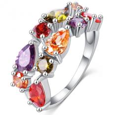 Wedding Ring Band Bijouterie Jari Cincin 18 K Mawar Emas dengan Warna-warni Austria Zirconia (platinum Plated)
