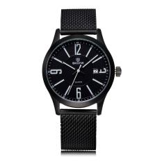 Wedzwe Ramping Jam Tangan Bertali Gerigi Otentik Skone Slim Pria Jam Tangan Pria Jam Tangan Hitam Kalender Keren (Putih)