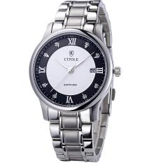 Weisizhong West Teng Pecinta Fashion Di Meja Bisnis Kasual Pria Jangan Tangan Perempuan Jam Tangan Tahan Air Otentik Padat Baja Anti Karat 5087 (Hitam)