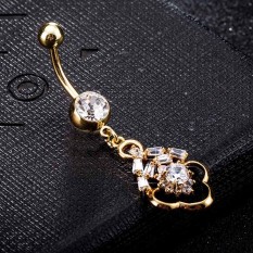 Gaya Barat Zircon Navel Ring Wanita Silver Surgical Steel Navel Piercing Brand Body Perhiasan-Intl