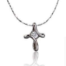 Putih Emas 18 Karat Kristal Berlian Imitasi Infinity Set Kalung Liontin Salib
