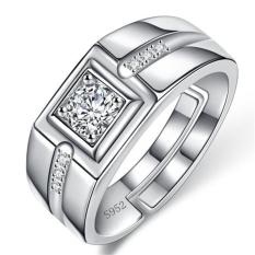 Putih Emas Pria Ring Overlord Kepribadian Simulasi Diamond Ring MALE Cincin Pernikahan Ring Fashion