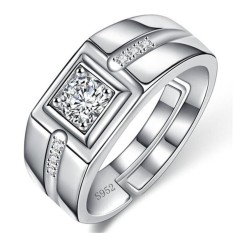 Putih Emas Pria Ring Overlord Kepribadian Simulasi Diamond Ring MALE Cincin Pernikahan Ring Fashion-Intl