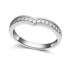 Emas Putih Berlapis AAA CZ Batu Madu Concomitant Cincin Perhiasan untuk Wanita (Clear)