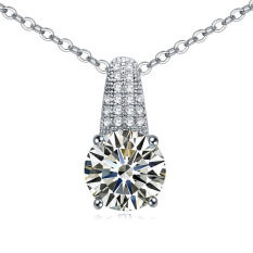 Emas Putih Berlapis AAA CZ Batu Suka Di Dalam Hati Liontin Kalung Hadiah untuk Wanita (Clear)-Intl