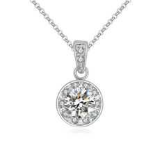 Emas Putih Berlapis AAA CZ Batu Polaris Liontin Kalung Hadiah untuk Wanita (Clear)-Intl