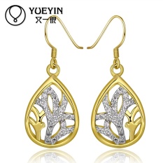 Grosir 18 K Gold Plated Dangle Earrings untuk Women Keterlibatan Pernikahan Pesta Bridal Perhiasan Uhani Kuning Emas Harga Pabrik- INTL