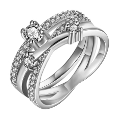 Grosir Tinggi Kualitas Nickle Gratis Antiallergic Baru Fashion Perhiasan 18 K Berlapis Emas Cincin (Perak)-Intl
