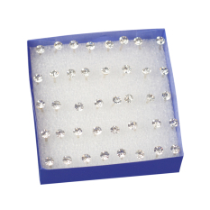 Grosir Lot 20 Pasang Clear Crystal Anting STUDS 1 Kotak Alergi Gratis Jarum-Intl-Intl