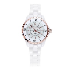 Grosir SKONE 5002 Original Brand Bercahaya Fashion Watch Jam Tangan ES Wanita Warna Rose Gold Bezel Keramik Putih Analog QUARTZ Watch Jam Tangan Ladies Reloj Mujer