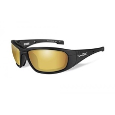 WILEY X 1930469 Wily BOSS Pol Amber Lensa Mat Form Berburu Kacamata Keselamatan, Emas-Intl