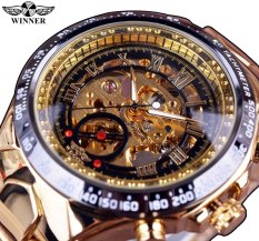 Winner Newest Number Sport Design Bezel Golden Top Brand Men Automatic Skeleton Watch Luxury Montre Homme Clock-Gold Watchcase Gold Dial - intl