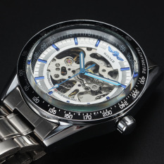 WINNER Sports Bisnis Men Automatic Mechanical Militer Stainless Steel Skeleton Jam Tangan