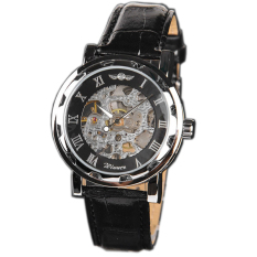 Winner U8018 Automatic Mechanical Watch - Jam Tangan Pria - Black - Leather