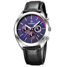 WISHDOIT WSD-008 Fashion Pria QUARTZ Watch Casual Tampilan Tanggal Tali Kulit Jam Tangan Biru-Internasional