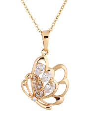 Womdee 18 K Kuning Berlapis Emas Putih Berlian Imitasi Butterfly Liontin Kalung untuk Wanita