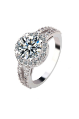 Perempuan 925 Sterling Perak Diamond Sekitar Keterlibatan Partai Pernikahan Perhiasan Kristal