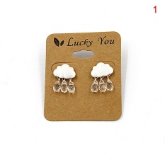 Women Alloy Cloud Crystal Rain Drop Faux Pearl Pendant Earrings Ear Stud Jewelry Silver 2cm*1.5cm - intl