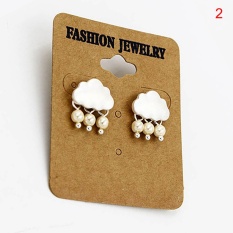 Wanita Alloy Cloud Crystal Rain Drop Faux Pearl Liontin Anting-Anting Giwang Perhiasan Silver 2 Cm * 1.5 Cm- INTL