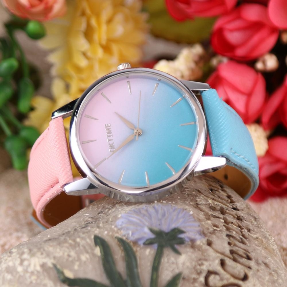 Women Casual Candy Color Leather Belt Student Watch (1#) - intl