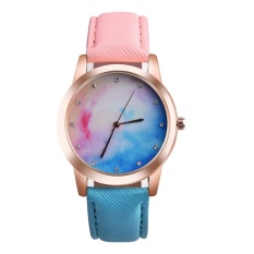 Wanita Chic Permen Luar Biasa Warna Kulit Sabuk QUARTZ Watch (Multicolor)-Intl