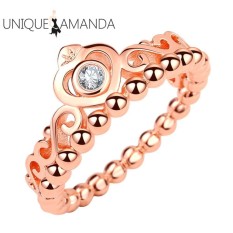 Wanita Chic Ratu Mahkota Berlian Pernikahan Cincin Tunangan Cincin (Mawar Emas)-6-Intl