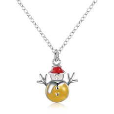 Wanita Kristal Kuning Snowman Liontin Kalung Perak Plated Perhiasan Kalung Chunky Pernyataan Tubuh Leher Jaringan Kerah-Intl