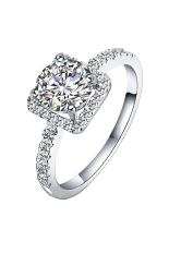 Wanita Diamond berlian imitasi 925 perak cincin pernikahan memenuhi ukuran 5/6/7/8/9 perhiasan