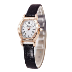 Wanita Elegan Kulit Retro QUARTZ Jam Jam Tangan (Hitam)-Intl