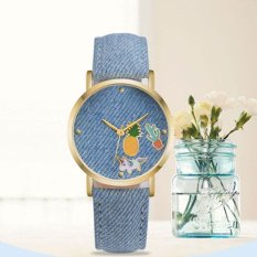 Wanita Kain Kain Band Wristwatch Geneva Bisnis Mewah Sports Wrist Watch-Intl
