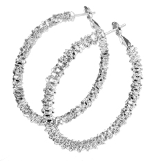 Wanita Fashion Lingkaran Anting Perhiasan Berlapis Perak Hoop Menjuntai Anting-Anting Perak-Intl