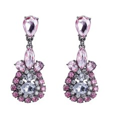 Wanita Fashion Geometris 6.0*2.4 CM Multicolour Imitasi Rhodium Plated Earrings Online Imitasi Rhodium Berlapis-Internasional