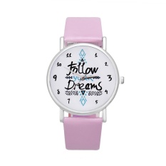 Wanita Ikuti Impian Pola Kata Leather Watch Pink