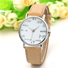 Women Girls PU Leather Quartz Watch Mathematical Symbols Dial Analog Wristwatch
