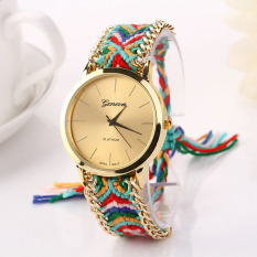 Wanita Rajutan Menenun Tali Band Gelang QUARTZ Dial Wrist Watch Hijau