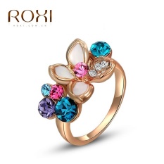 Wanita Mewah Korea Mawar Emas dan Toko Tren Kreatif Gaya Empat Cincin Bunga Perhiasan Retro Sederhana Cincin Zircon Asli Austria Hiasan Kristal Fashion Klasik Cincin kualitas Perhiasan Hadiah-Intl