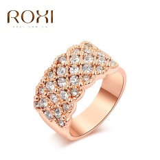 Wanita Mewah Barat Mawar Gold Jual Tren Cincin Berlian Retro Perhiasan Zirkon Cincin Asli Putih Kristal Ornamen Modis Klasik Pernikahan pertunangan Lingkaran Kado Kualitas Terbaik Perhiasan-Internasional