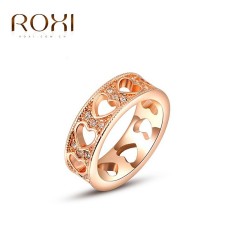 Wanita Mewah Barat Mawar Emas dan Toko Tren Berbentuk Hati Barat Cincin Perhiasan Retro Sederhana Cincin Zircon Ornamen Asli Fashion Klasik Cincin kualitas Perhiasan Hadiah-Intl