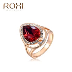 Wanita Mewah Barat Mawar Emas dan Toko Tren Tetesan Air Cincin Berlian Merah Perhiasan Retro Sederhana Cincin Zircon Ornamen Asli Fashion Klasik Cincin Kualitas Terbaik perhiasan Hadiah-Intl