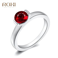 Wanita Mewah Barat Perak Jual Tren Merah Berlian Cincin Retro Perhiasan Sederhana Zirkon Cincin Asli Ornamen Modis Pernikahan Klasik Pertunangan cincin Kado Kualitas Terbaik Perhiasan-Internasional